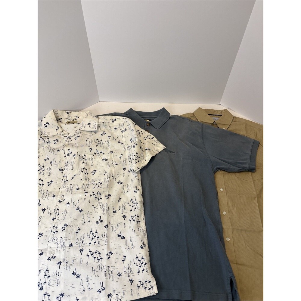 Lot Of 3 Men's M S/S  Shirts Tommy Bahama Polo, Haggar, Croft & Barrow Button Up